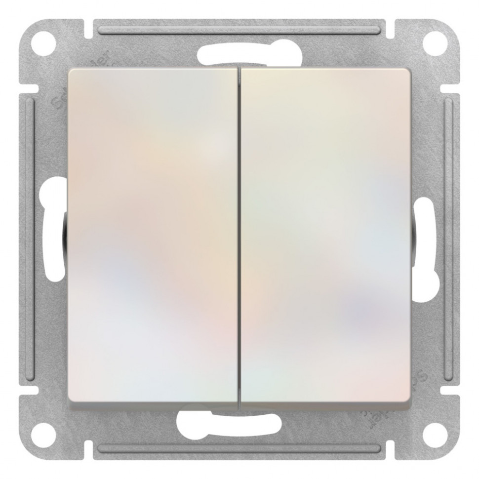 Переключатель двухклавишный Systeme Electric AtlasDesign перекрестный, 10А, жемчуг фото 1 — Multielectrika