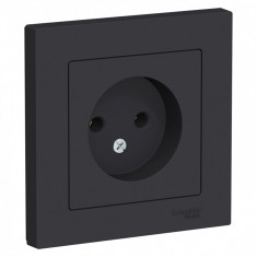Розетка силовая Schneider Electric Atlas Design без заземления, в сборе, карбон &mdash; Multielectrika