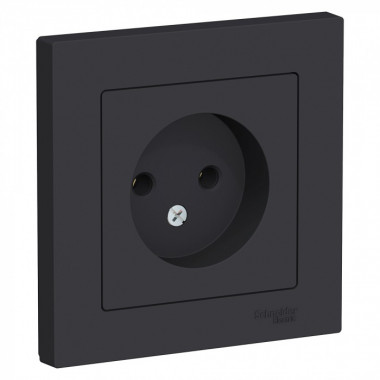 Розетка силовая Schneider Electric Atlas Design без заземления, в сборе, карбон — Multielectrika