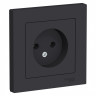 Розетка силовая Schneider Electric Atlas Design без заземления, в сборе, карбон