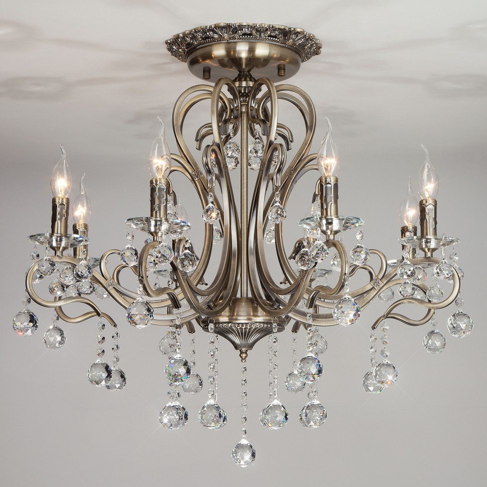 Потолочная люстра с хрусталем 12505/8 античная бронза фото 1 — Multielectrika