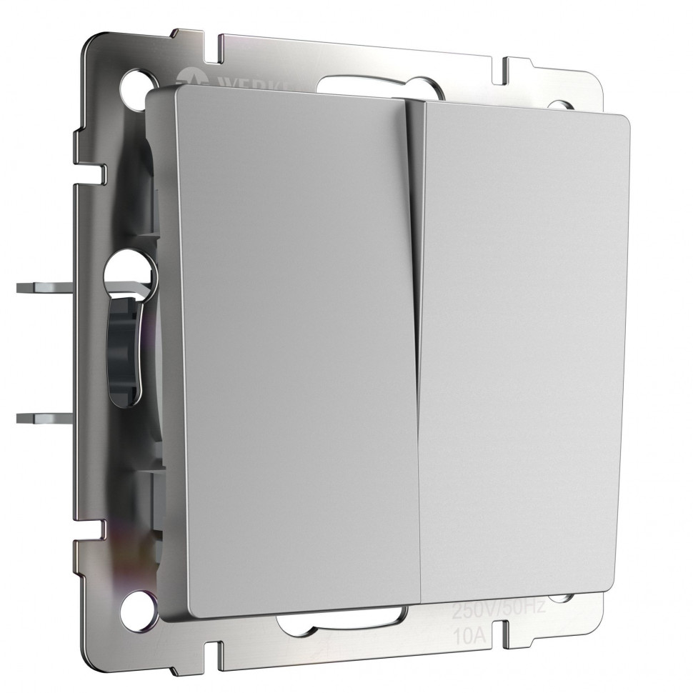 Перекрестный переключатель двухклавишный серебряный W1123008 фото 1 &mdash; Multielectrika