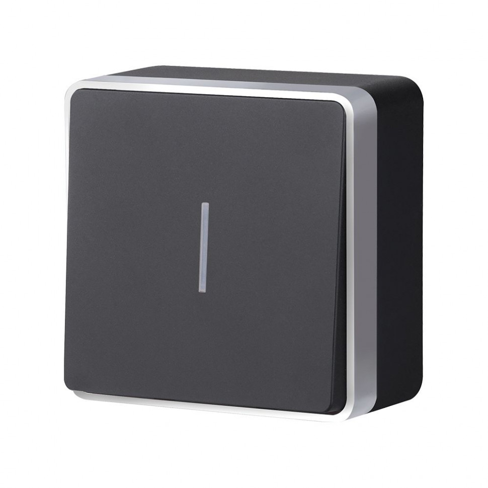 Выключатель одноклавишный с подсветкой Gallant черный с серебром W5010134 W5010134 фото 1 &mdash; Multielectrika