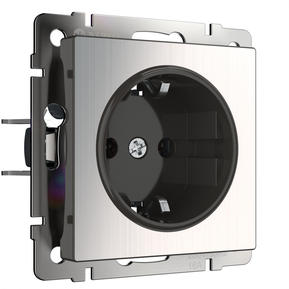 Розетка с заземлением (глянцевый никель) W1171002 фото 1 — Multielectrika