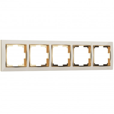 Рамка из пластика на 5 постов Snabb слоновая кость/золото WL03-Frame-05-ivory-GD — Multielectrika