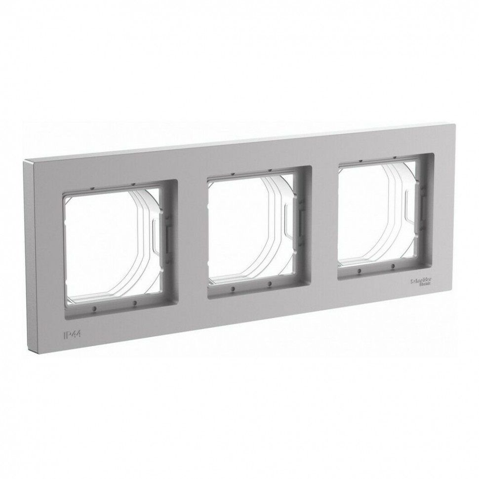 Рамка Systeme Electric AtlasDesign Aqua IP44 на 3 поста, алюминий фото 1 — Multielectrika