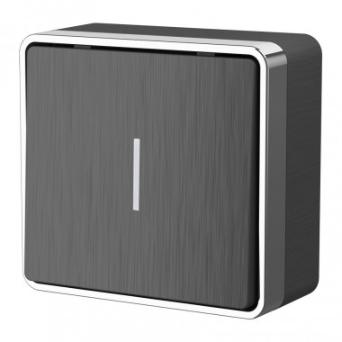 Выключатель одноклавишный с подсветкой Gallant графит рифленый W5010104 &mdash; Multielectrika