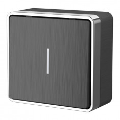 Выключатель одноклавишный с подсветкой Gallant графит рифленый W5010104 &mdash; Multielectrika