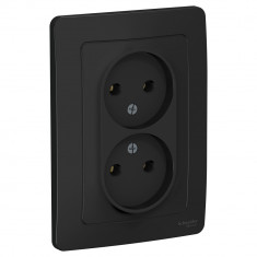 Розетка двойная Systeme Electric Blanca без заземления, антрацит 16А &mdash; Multielectrika