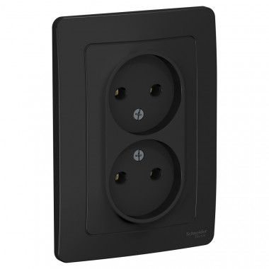 Розетка двойная Systeme Electric Blanca без заземления, антрацит 16А — Multielectrika