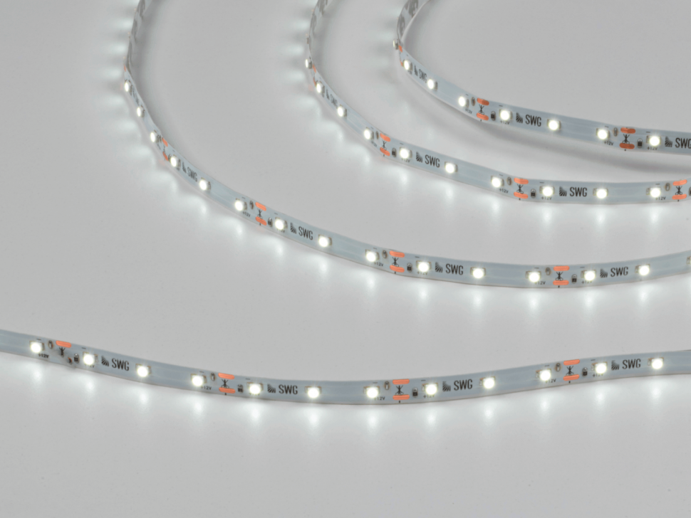 Лента светодиодная 4,8 Вт/м SMD3528, 12В, IP20, Холодный белый, скотч 3М фото 1 — Multielectrika