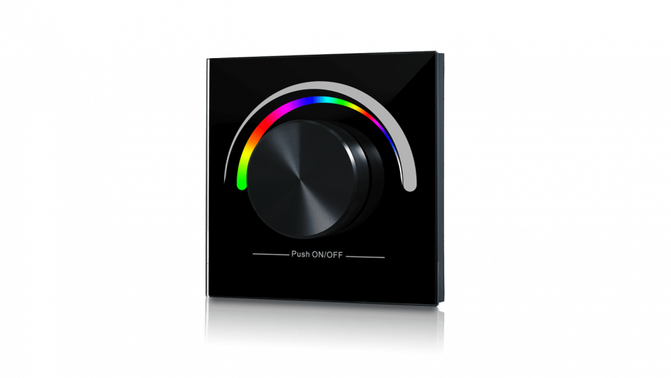 W-RGB (B) Радио панель встраиваемая в стену с валкодером на 1 зону  для RGB ленты. Черная фото 1 — Multielectrika