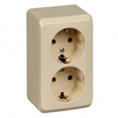 Розетка 2К+З со шторками 16А 250B Кремовая Schneider Electric Этюд PA16-008K &mdash; Multielectrika