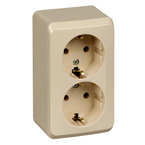 Розетка 2К+З со шторками 16А 250B Кремовая Schneider Electric Этюд PA16-008K фото 1 — Multielectrika