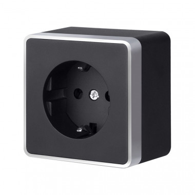 Розетка с заземлением и шторками Gallant черный с серебром W5071134 W5071134 &mdash; Multielectrika