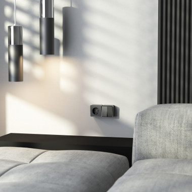 Розетка с заземлением и шторками Gallant черный с серебром W5071134 W5071134 &mdash; Multielectrika