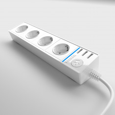 Розеточный блок 4-х местный + 3 USB белый WL20-04-03 &mdash; Multielectrika