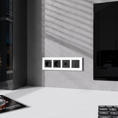 Рамка из поликарбоната на 4 поста Slab белый софт W0042961 — Multielectrika