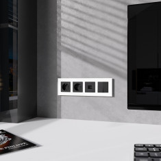 Рамка из поликарбоната на 4 поста Slab белый софт W0042961 &mdash; Multielectrika