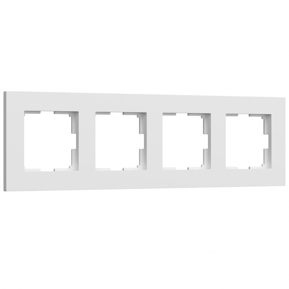 Рамка из поликарбоната на 4 поста Slab белый софт W0042961 фото 1 &mdash; Multielectrika
