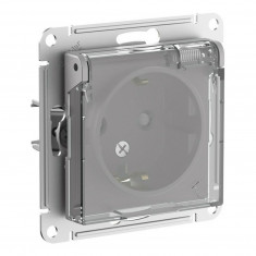 Розетка силовая Systeme Electric AtlasDesign Aqua IP44 со шторками и крышкой, алюминий &mdash; Multielectrika