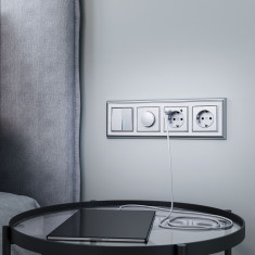 Розетка с заземлением, шторками и USBх2 (серебряный) W1171506 &mdash; Multielectrika