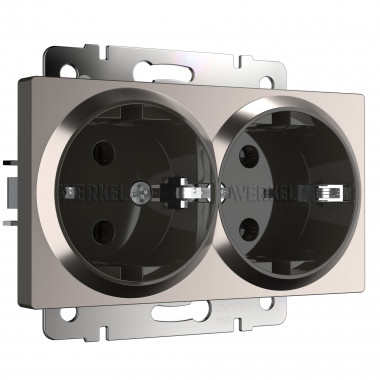 Розетка двойная с заземлением глянцевый никель W1172002 — Multielectrika