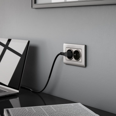 Розетка двойная с заземлением глянцевый никель W1172002 &mdash; Multielectrika