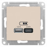 Зарядное устройство USB+Type C Schneider Electric Atlas Design бежевое