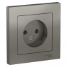 Розетка силовая Schneider Electric Atlas Design без заземления, в сборе, сталь