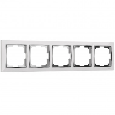 Рамка из поликарбоната на 5 постов Snabb белый/хром W0051901 &mdash; Multielectrika