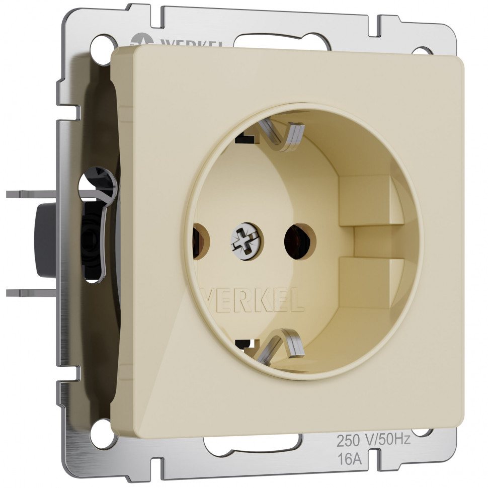 Розетка с заземлением (айвори акрил) W1171043 фото 1 &mdash; Multielectrika