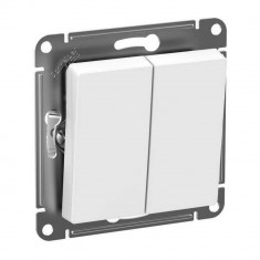 Выключатель двухклавишный Systeme Electric AtlasDesign Aqua IP44, белый &mdash; Multielectrika