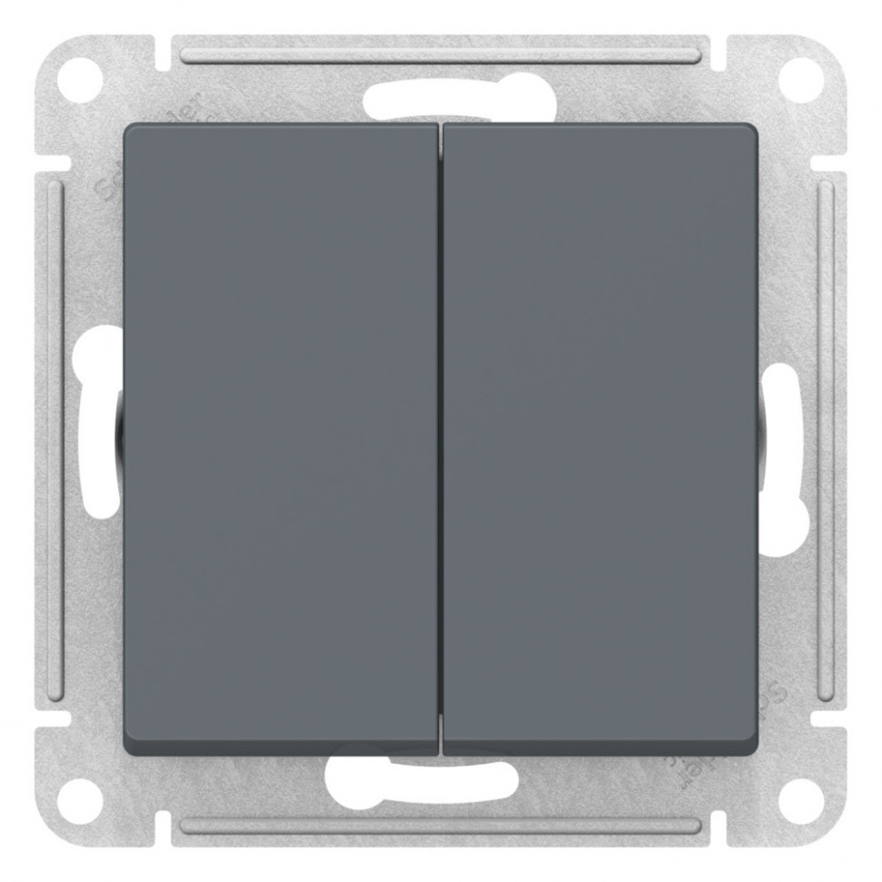 Переключатель двухклавишный Systeme Electric AtlasDesign перекрестный, 10А, грифель фото 1 — Multielectrika