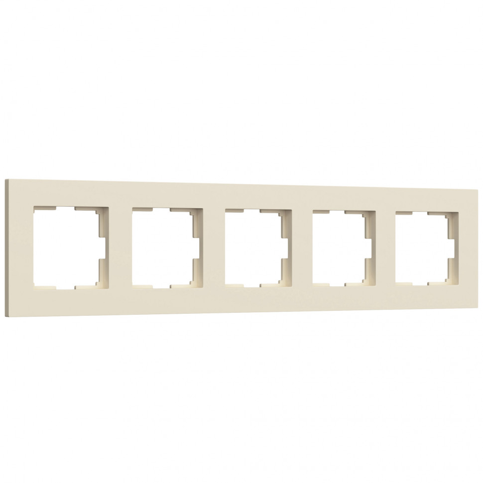 Рамка из поликарбоната на 5 постов Slab айвори софт W0052962 фото 1 &mdash; Multielectrika