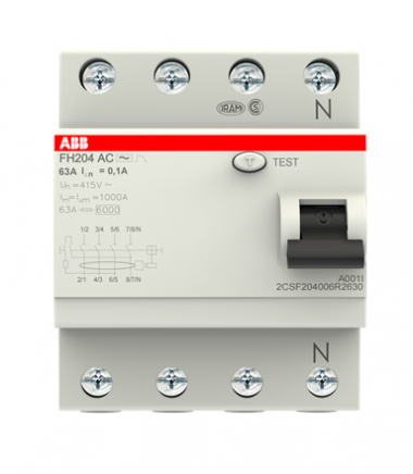 УЗО ABB FH204 AC-63/0,1 тип AC 63A 100mA 2CSF204006R2630 — Multielectrika