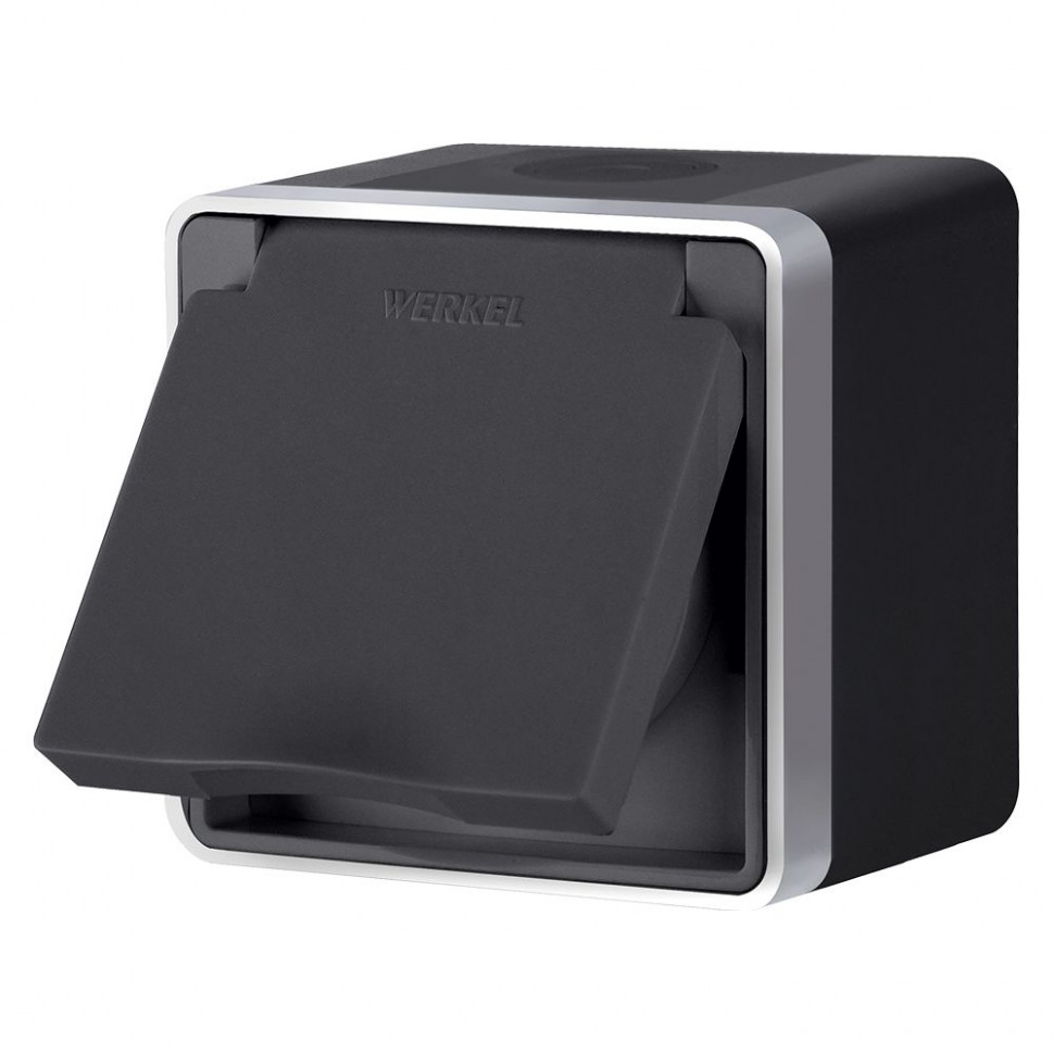 Розетка влагозащ. с зазем. с защит. крышкой и шторками Gallant черный с серебром W5071234 W5071234 фото 1 &mdash; Multielectrika