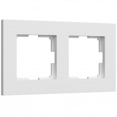 Рамка из поликарбоната на 2 поста Slab белый софт W0022961 &mdash; Multielectrika
