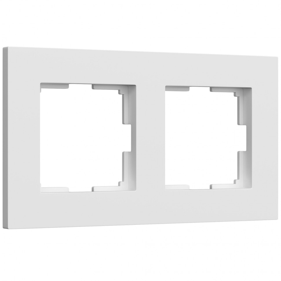 Рамка из поликарбоната на 2 поста Slab белый софт W0022961 фото 1 &mdash; Multielectrika