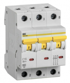 Автоматический выключатель ВА 47-60M 3Р 16А 6 кА характеристика С IEK MVA31-3-016-C &mdash; Multielectrika