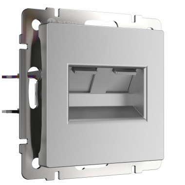 Розетка двойная Ethernet RJ-45 серебряный W1181106 — Multielectrika