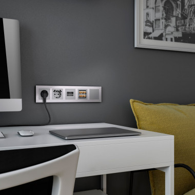 Розетка двойная Ethernet RJ-45 серебряный W1181106 &mdash; Multielectrika