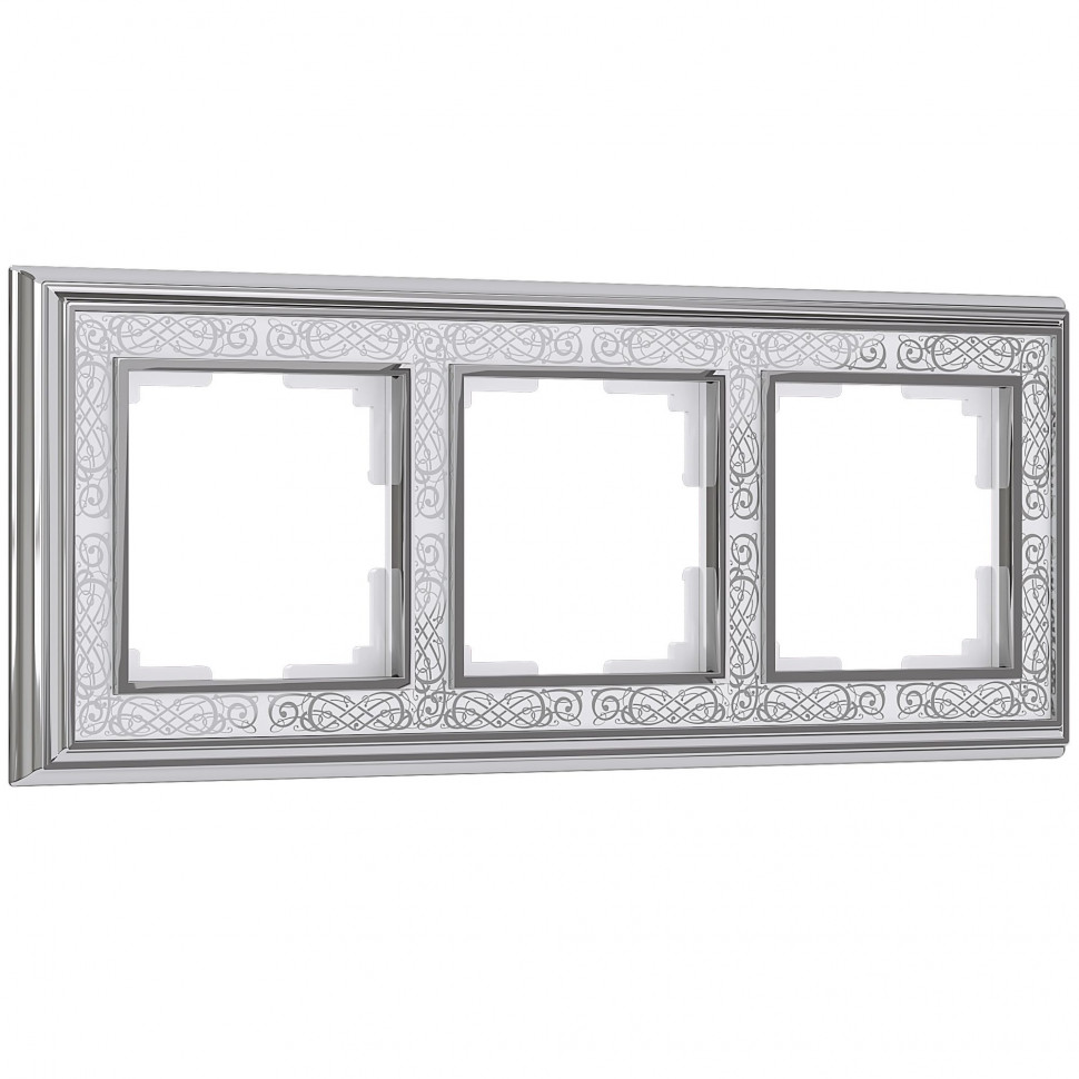 Рамка на 3 поста (хром/белый) W0031431 фото 1 — Multielectrika