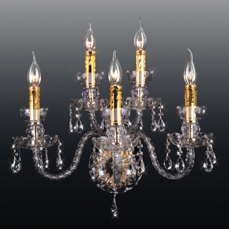 Настенный светильник с хрусталем 520/3+2 золото фото 1 — Multielectrika