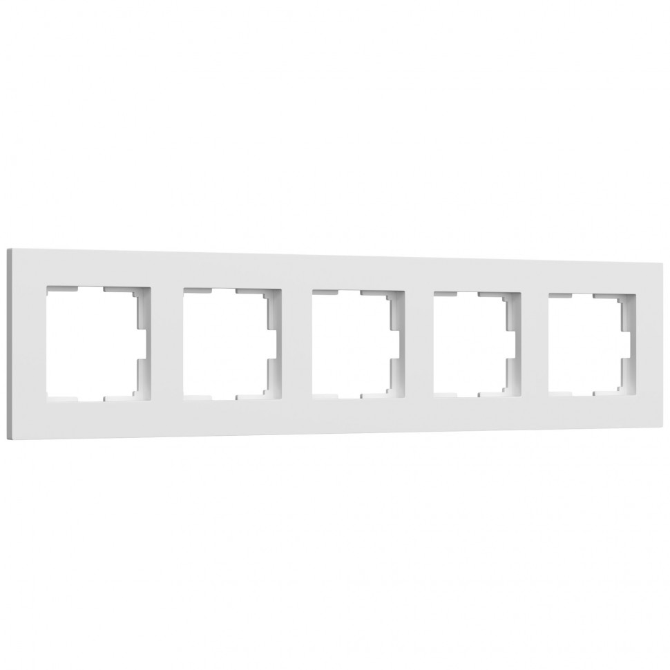 Рамка из поликарбоната на 5 постов Slab белый софт W0052961 фото 1 — Multielectrika