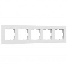 Рамка из поликарбоната на 5 постов Slab белый софт W0052961 &mdash; Multielectrika