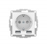 Розетка силовая+USB A+A Systeme Electric AtlasDesign 16А, 5В/2,4А, 2х5В/1,2А, лотос