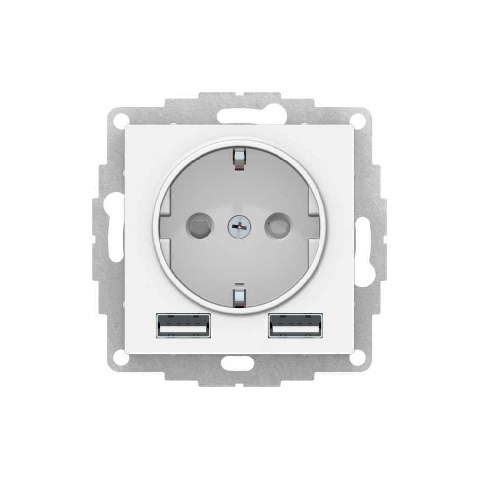 Розетка силовая+USB A+A Systeme Electric AtlasDesign 16А, 5В/2,4А, 2х5В/1,2А, лотос фото 1 — Multielectrika