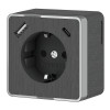 Розетка с заземлением, шторками и USB тип A+C Gallant графит рифленый W5071704 фото 1 &mdash; Multielectrika