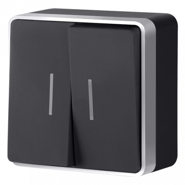 Выключатель двухклавишный с подсветкой Gallant черный с серебром W5020134 W5020134 &mdash; Multielectrika